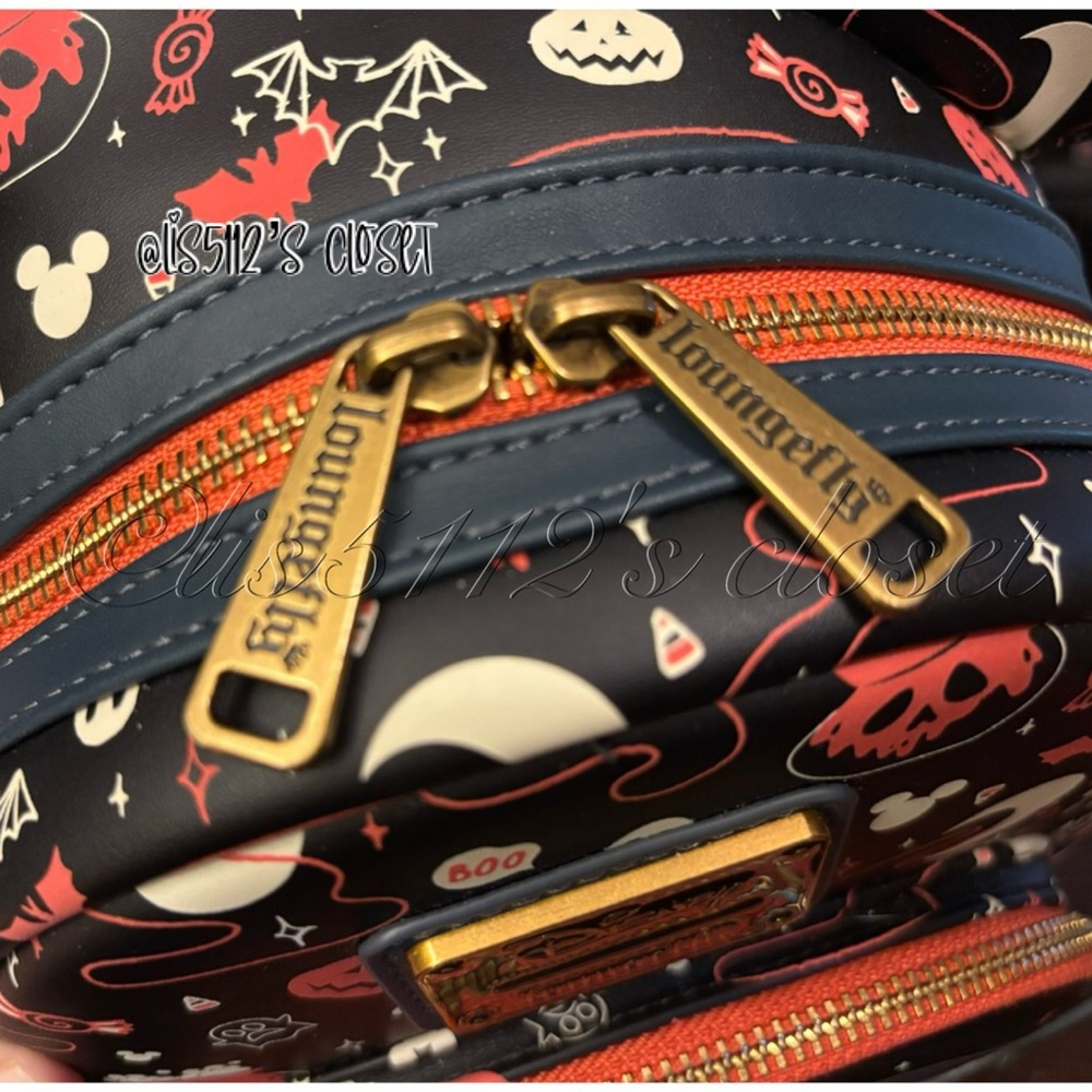 Loungefly x Disney Mickey & Minnie Halloween Ears Glow-in-the-Dark Mini Backpack - Picture 10 of 16